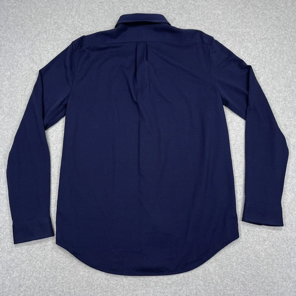 Ralph Lauren Knit Oxford Shirt Mens Large Navy Blue Stretch Flesh Pony Cotton - Picture 3 of 12